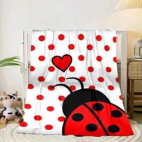 Ladybug Love Heart Pattern Blanket Flannel Blanket Throw Blanket Sofa Cover Blanket Soft Premium Blanket Picnic Blanket Tv Blanket Gifts 75x90cm