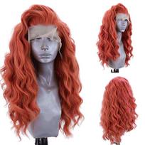 AIMEYA Pink Lace Front Wig Long Body Wave Synthetic Hair 13x4 Glueless Natural Hairline Frontal Lace Cosplay Daily Use Wig (as the picture,24inches&Lace Front)