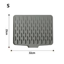 Kitchen Silicone Drain Mat Heat Resistant Non-Slip Drying Mat for Sink Countertop Dish Drying Pad Easy Clean Kitchen Organizer S pilka