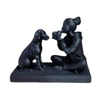 3D Printed Dog And Owner Sculpture, Dog And Owner Statue, Desktop Animal Figurine, Home Office Desk Decor, Durable Gift for Dog Lovers Healing juoda