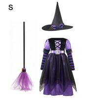 Deluxe Set Halloween Costume Clothes Makeup Ball Kids Cosplay Dress  For Infants Purple S