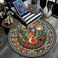 Snake Habitat Mandala Round Area Rug Under Office Chairs Bedroom Living Room Home Decor 80cm x 80cm