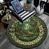 Insect Craftsmanship Circle Round Area Rug Under Office Chairs Bedroom Living Room Home Decor 80cm x 80cm