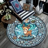 Winter Wonderland Scene Round Area Rug Under Office Chairs Bedroom Living Room Home Decor 80cm x 80cm