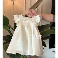 Kūdikio mergaitės baltos pūstos rankovės princesės suknelė vasarinė plona elegantiška pirmojo gimtadienio suknelė stilinga 110 white