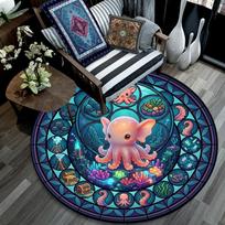 Oceanic Glass Round Area Rug Under Office Chairs Bedroom Living Room Home Decor 80cm x 80cm
