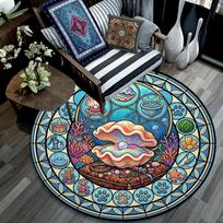 Oceanic Treasures Round Area Rug Under Office Chairs Bedroom Living Room Home Decor 80cm x 80cm