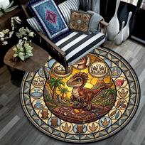 Royal Dinosaur Realm Round Area Rug Under Office Chairs Bedroom Living Room Home Decor 80cm x 80cm