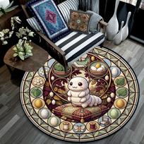 Caterpillar Life Cycle Art Round Area Rug Under Office Chairs Bedroom Living Room Home Decor 80cm x 80cm