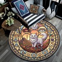 Royal Cats Realm Round Area Rug Under Office Chairs Bedroom Living Room Home Decor 80cm x 80cm