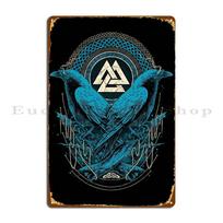Odinas Varnas Vikingų Valknut Metalinės Plokštės Sukurkite Sienos Tapybos Dizaino Plokšteles Baras Urvas Skardos Plakatas 20x30cm（7.8x11.8inch）