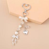 Hanger Pearl Bow Keychain DIY Bag Charm Lovely Heart Key Ring  Bag Pendant Style 2