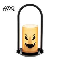 Electronic Flame Candle Halloween Ghost Face Light Battery Powered LED Lamp Scary Shadow Projector Detachable Handle Decorative Light for Home Party A