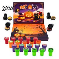 Halloween Classroom Prizes Advent Calendar 2026 24 Self Inking Stamp Set for Kids Pumpkin Shaped Stamps Witch Castle Spider Craft Party Favor