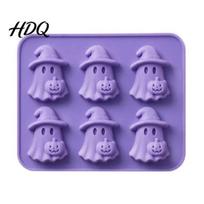 Creepy Scream Ice Molds Halloween Silicone Cube Tray Witch Ghost Pumpkin Bat Mold Flexible BPA-free Freezer Food Grade Tray for Whiskey Soda 1pc