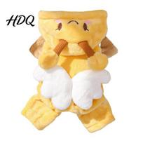 Flannel Dog Onesie Cute Bee Costume Cozy Hooded Pet Jumpsuit Four-Legged Winter Warm Clothes Outfit for Small Dogs Cats Jumpsuit XS geltona