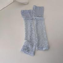 Retro Style Floral Lace Leg Warmers Sheer Mesh Slouch Socks New Open Heel Socks  Women