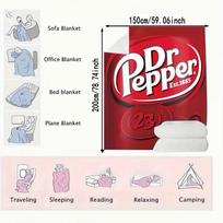 Dr Pepper flannel blanket Multipurpose Soft Office Bedding Blanket PlushThin Quilt Holiday Gift Size: 75*100cm, Weight: 230 GSM