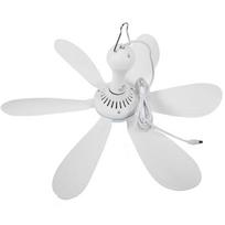 Silent 6 Leaves USB Powered Ceiling Canopy Fan with Remote Control Timing 4 Speed Hanging Fan for Camping Bed Dormitory Tent New white