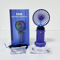 Portable Mini Handheld Fan 6 Speed Digital RGB Light Foldable Neck Fan Phone Holder Long Lasting Rechargeable Cooling Fan 1pc violetinė