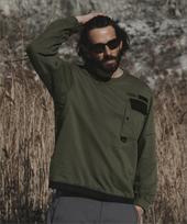 National Geographic N261Msw900 [Nrn] Hybrid Semi-Overfit Pocket Sweatshirt Military Khaki Military Khaki/100