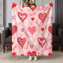VIKAMA Heart-Shaped Plush Blanket Soft and Warm Living Room Sofa Nap Blanket Valentine's Day Gift Bedroom Decor Blanket Size: 75*100cm, Weight: 230 GSM