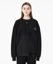 Moz Moz Reverse Asymmetrical Cut Terry Heavy Brushed Sweatshirt Black 1