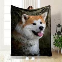 Cozy Akita Dog Print Flannel Throw Blanket - Soft, Reversible, All-Season Comfort for Couch, Bed, Office, and Travel Size: 75*100cm, Weight: 230 GSM
