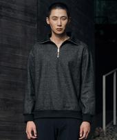 Stico Brushed-Line Half Zip Sweatshirt Black (Oversized)_Stsvab1Osb Black/M