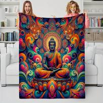 1pc Buddha Yoga Flannel Blanket - Soft & Cozy, Perfect for Friends as a Gift, Ideal for Sofa, Bed, Nap, Travel Size: 75*100cm, Weight: 230 GSM