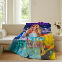 Spanish singer L-Lolas Indigo Blanket For Sofa Office Bed Plane Travel Sleep Read Relax Camping Soft And Warm Size: 75*100cm, Weight: 230 GSM