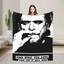 Charles Bukowski Famous Poet Writer Blankets Quality Warm Soft Bedding Throws Spring Child Living Room Novelty Bedspread Size: 75*100cm, Weight: 230 GSM