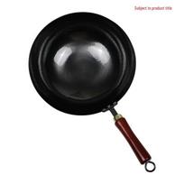 Zhangcheng Xiaojiang Traditional Flat-Bottom Wrought Iron Wok with Lid