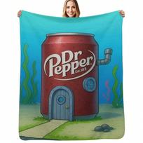 Thermal Flannel Throw Polyester Dr. Pepper Blanket -Soda Can Stuffed - Travel Blanket For Couch, Bed & Car, Perfect Gift For Size: 75*100cm, Weight: 230 GSM