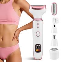 Bikini Trimmer for Women Private Part 4-in-1 Women Body Trimmer with LED Display, Waterproof Trimmer for Lady, Rechargeable Cordless Painless Hair