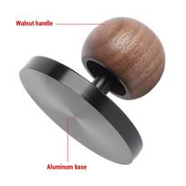 Aluminum Alloy Coffee Tamper Spherical Wooden Handle Coffee Tamping Tool  For Barista 51mm