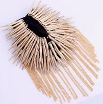 Men's Tassel Epaulettes for Costume Hip Hop Stage Performance One Size auksas