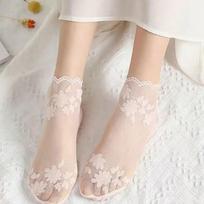 Women's Lace Trim Mesh Socks - Short Socks for Everyday Wear One Size