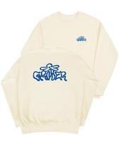 Graver [Unisex] Wave Logo Flower Sweatshirt_Cream Cream_Blue Logo/Xl