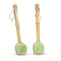1Pc Silicone Back Scrubber Shower Brush with Detachable Long Wooden Handle for Exfoliating Dry Skin Body Cleaning Massage