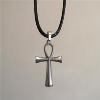 Stainless Steel Metal Vortex Sun Cross Red Heart Pendant Thick Long Leather Rope Necklace Men Women Punk Goth Charm Accessories