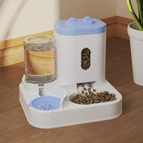 2-in-1 Automatic Pet Feeder Water Dispenser, Anti-tipping Cat Dog Bowl, Integrated Drinking Feeding Bowl for Pets (Blue,S 25*20*23CM) mėlyna