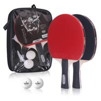 Customized Professional 7-Layer Pure Wood Ping Pong Bat Set Portable Table Tennis Racket 2 Rackets 3 Balls Double Zipper Case
