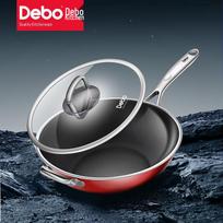 Debo Himalaya 32cm Stainless Steel Flat Bottom Wok