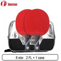 KOKUTAKU ITTF professional 4/5/6 Star ping pong racket Carbon table tennis racket bat paddle set pimples in rubber with bag 6star 2 FL