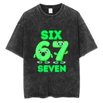 Funny Italian Brainrot Six Seven 67 Green Number Vintage Washed T-shirt Men Women Casual Oversized Streetwear Male Fashion Tees S įvairiaspalvis