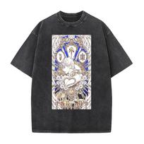 Giovanna Giorno Print Tshirt Anime JoJos Bizarre Adventure Clothing Men Women Cotton Tshirts Retro Washed T Shirt Harajuku Top S įvairiaspalvis