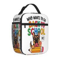 Bestselling Funny German Shepherd Back To School Pencil Boys Girls Kids Polka Dot Thermal Tote Backpacking Lunch Bag One Size