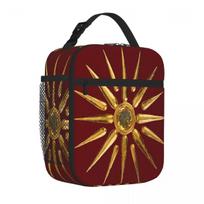 Bestselling Macedonian Sun Ancient Symbol Design All Season Picnic Lunch Bag High School Durable Lunch Bag One Size