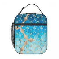 Sea And Sky Cubes Insulated Lunch Bag for Women Children Portable Food Boxes Thermal Lunch Box Tote One Size